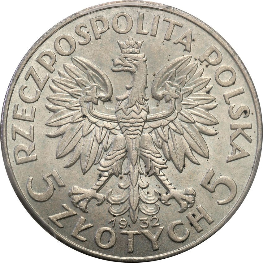 II RP. 10 złotych 1932 Londyn głowa kobiety PCGS MS62
